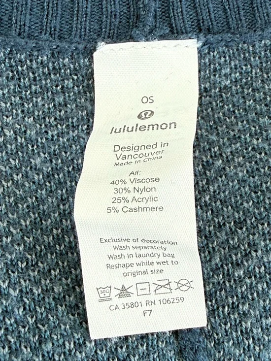 Lululemon Here For Serenity Cashmere Blend Wrap Blue Cozy Luxe Shall Cardigan OS - Picture 10 of 10